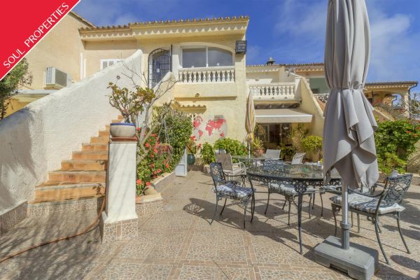 Bright and spacious 2-storey house with garden and large terrace in Costa de la Calma, Calvià, Balearic Islands.