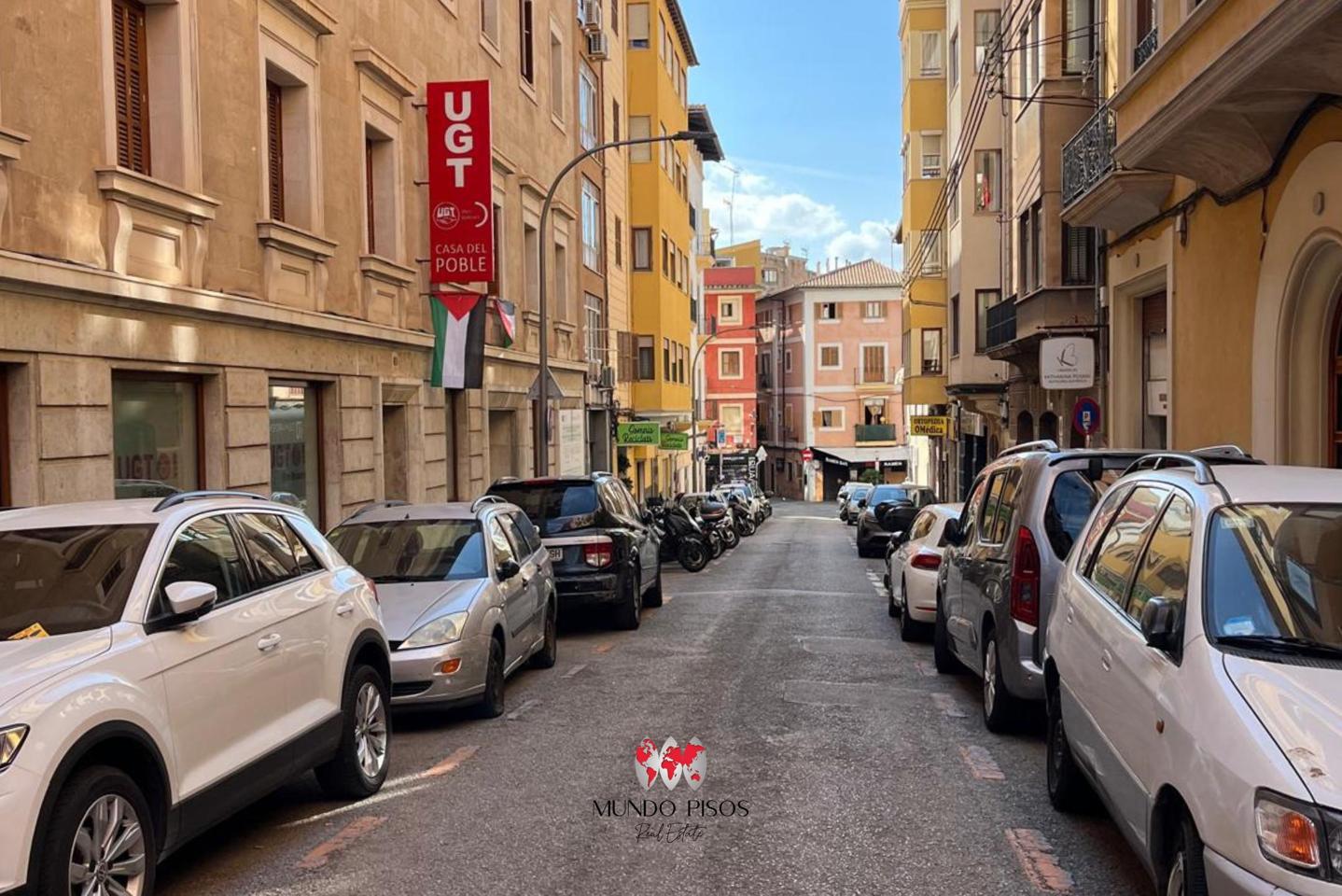 Parking in Olmos area, Downtown District, Palma de Mallorca, Balearic Islands.